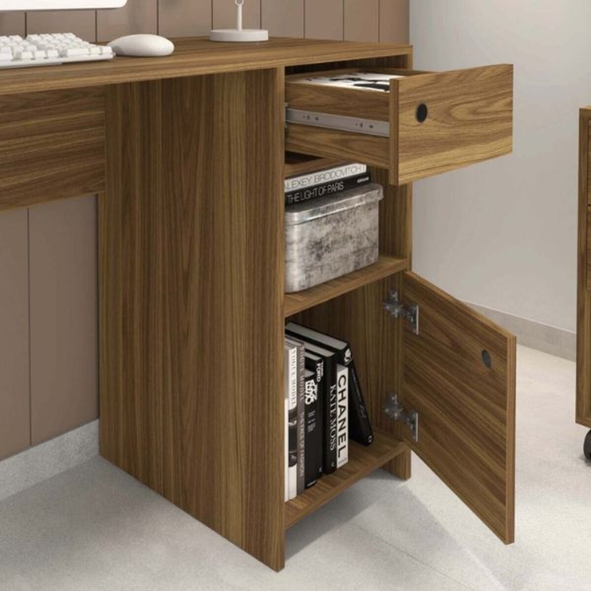 ESCRITORIO BERLIN LAMINA MIEL/NEGRO 125cm-3