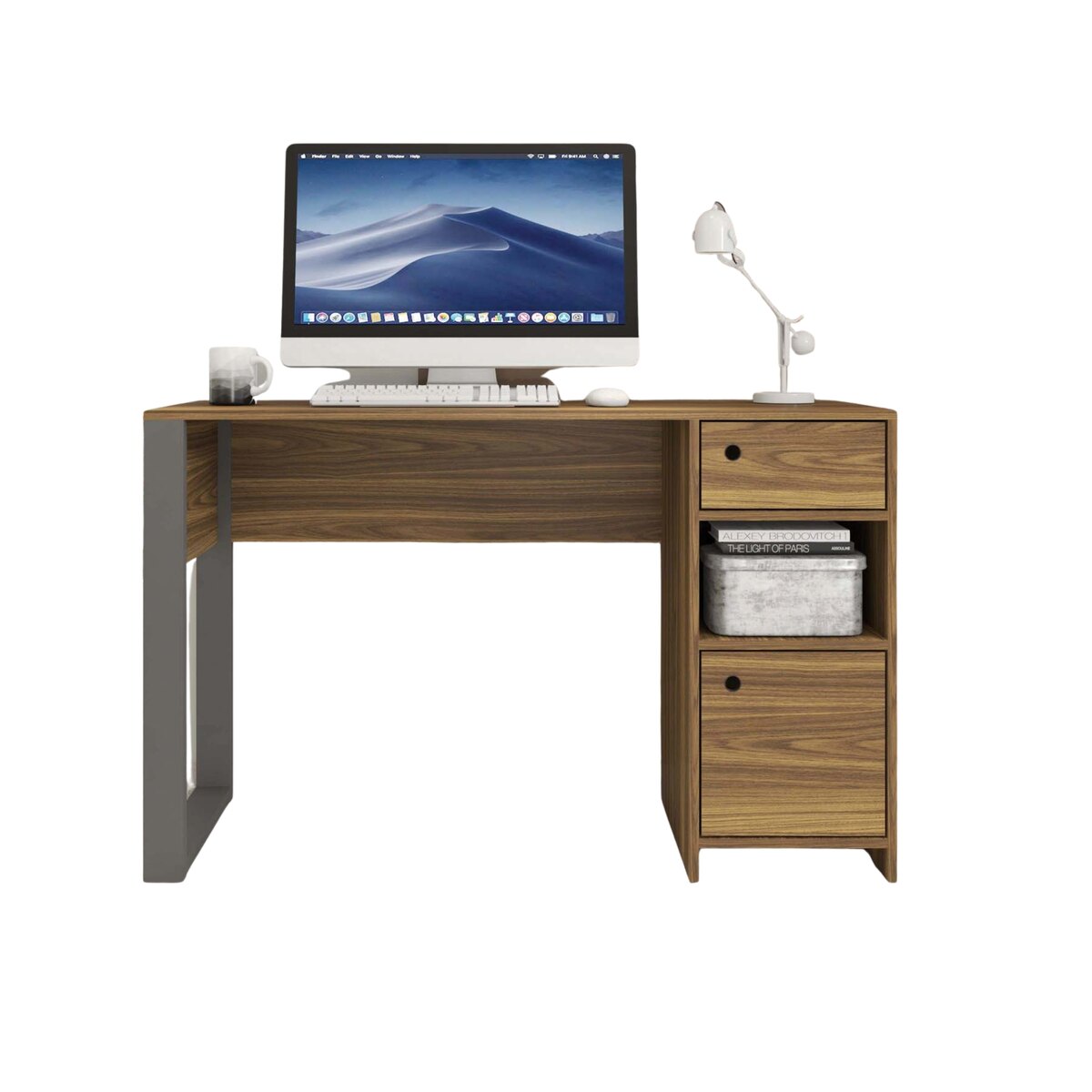 ESCRITORIO BERLIN LAMINA MIEL/NEGRO 125cm