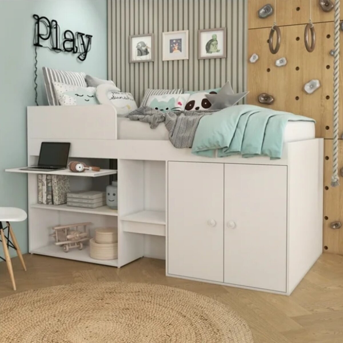 CAMA INDIVIDUAL MULTIFUNCIONAL 190X100 BLANCA BB08-BR-3