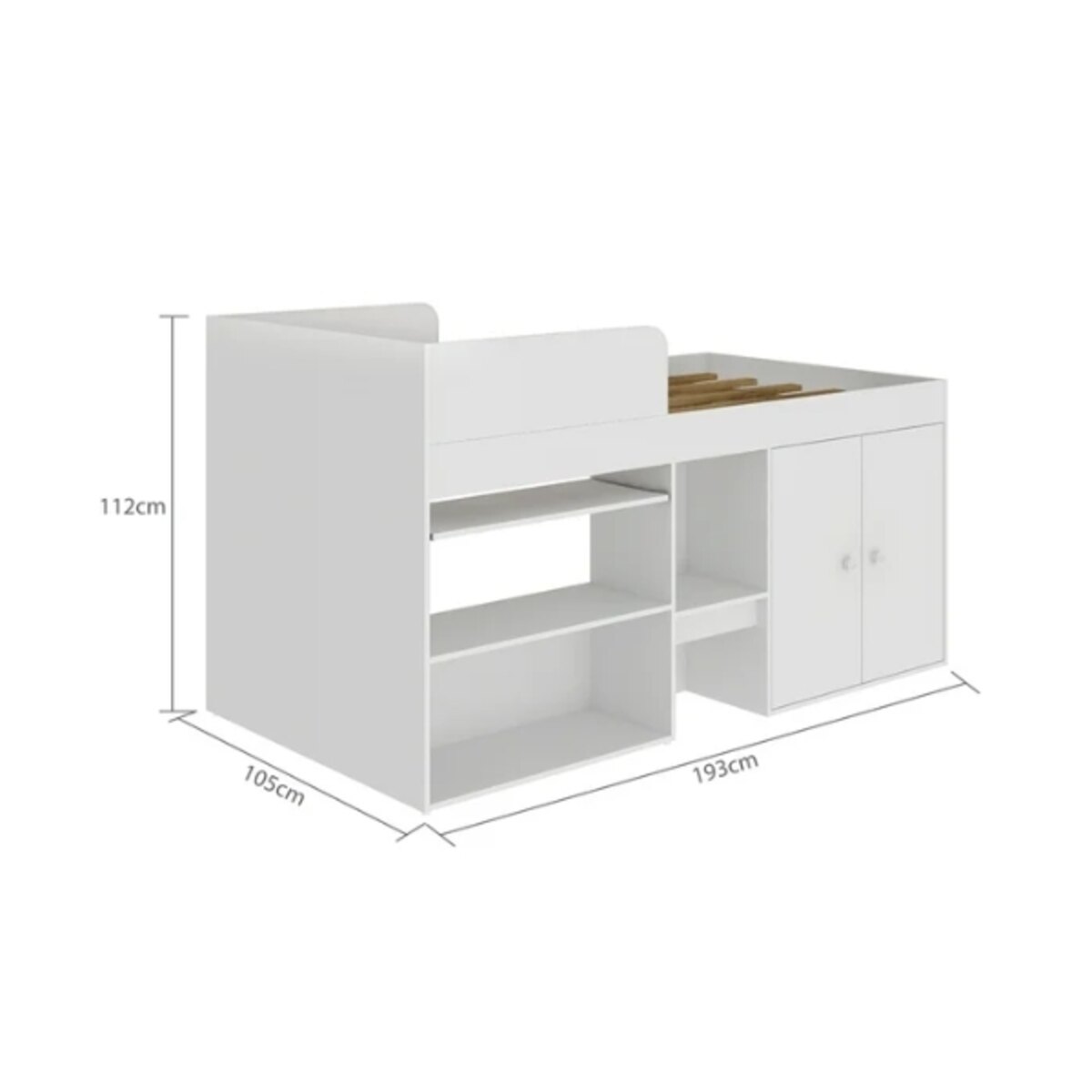 CAMA INDIVIDUAL MULTIFUNCIONAL 190X100 BLANCA BB08-BR-4