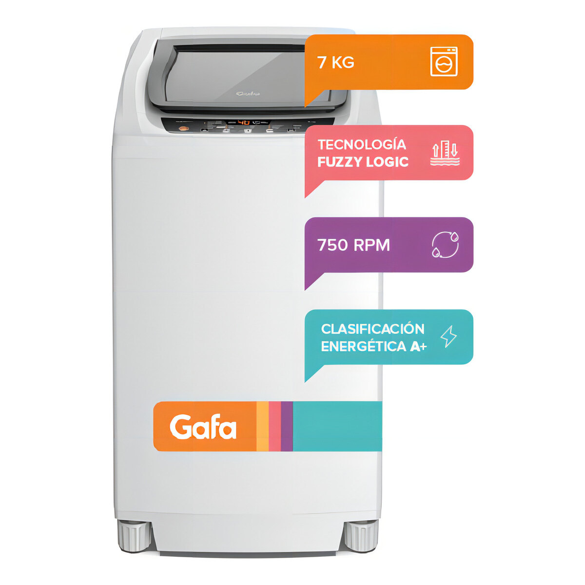 Lavarropas automático Gafa FuzzyFit blanco 7kg 220 V-3