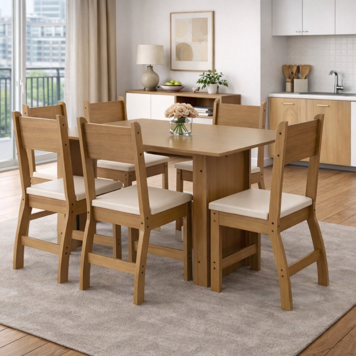 Sillas de Comedor x2 Milano Roble y Beige-2