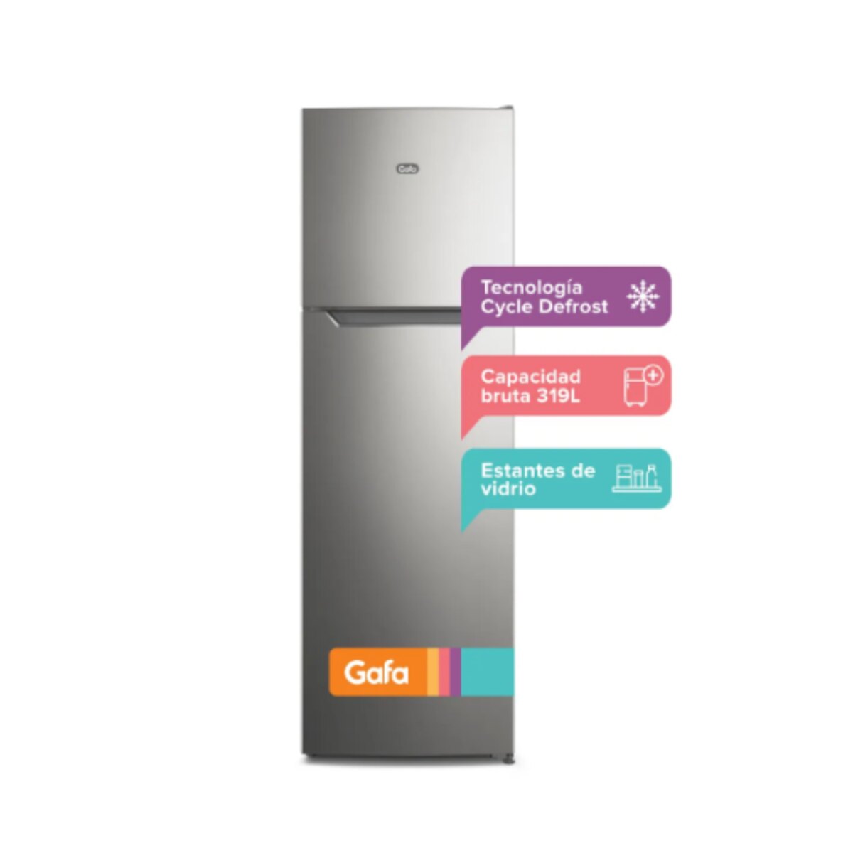 Heladera Gafa 257L Puerta Reversible Plata HGF252P-3