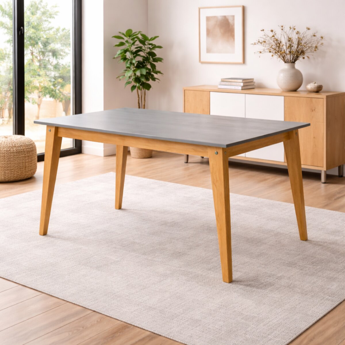 Mesa Escandinava 130 X 90 Cm Miel Tapa/Gris-0
