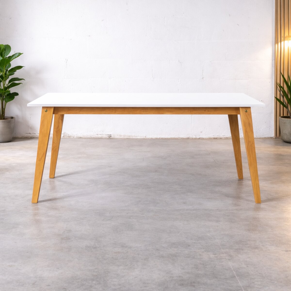 Mesa de Comedor Escandinava 130CM Miel Tapa/Blanca-2