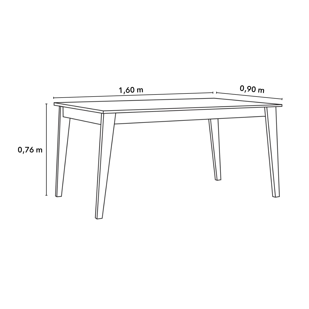 Mesa Escandinava 160 cm Miel Tapa/Negro-2