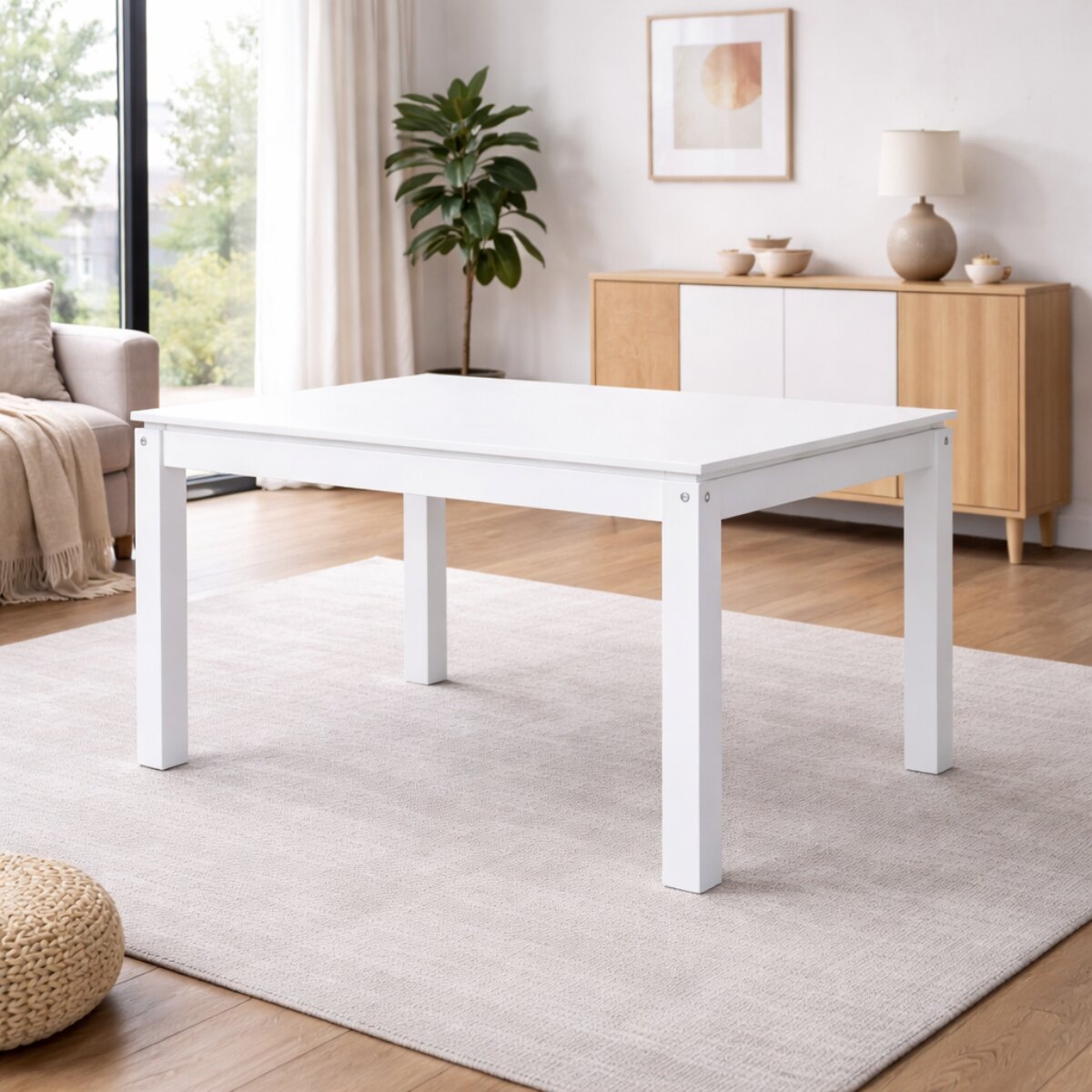 Mesa Moderna Blanca 130cm - Diseño Minimalista y Funcional-0