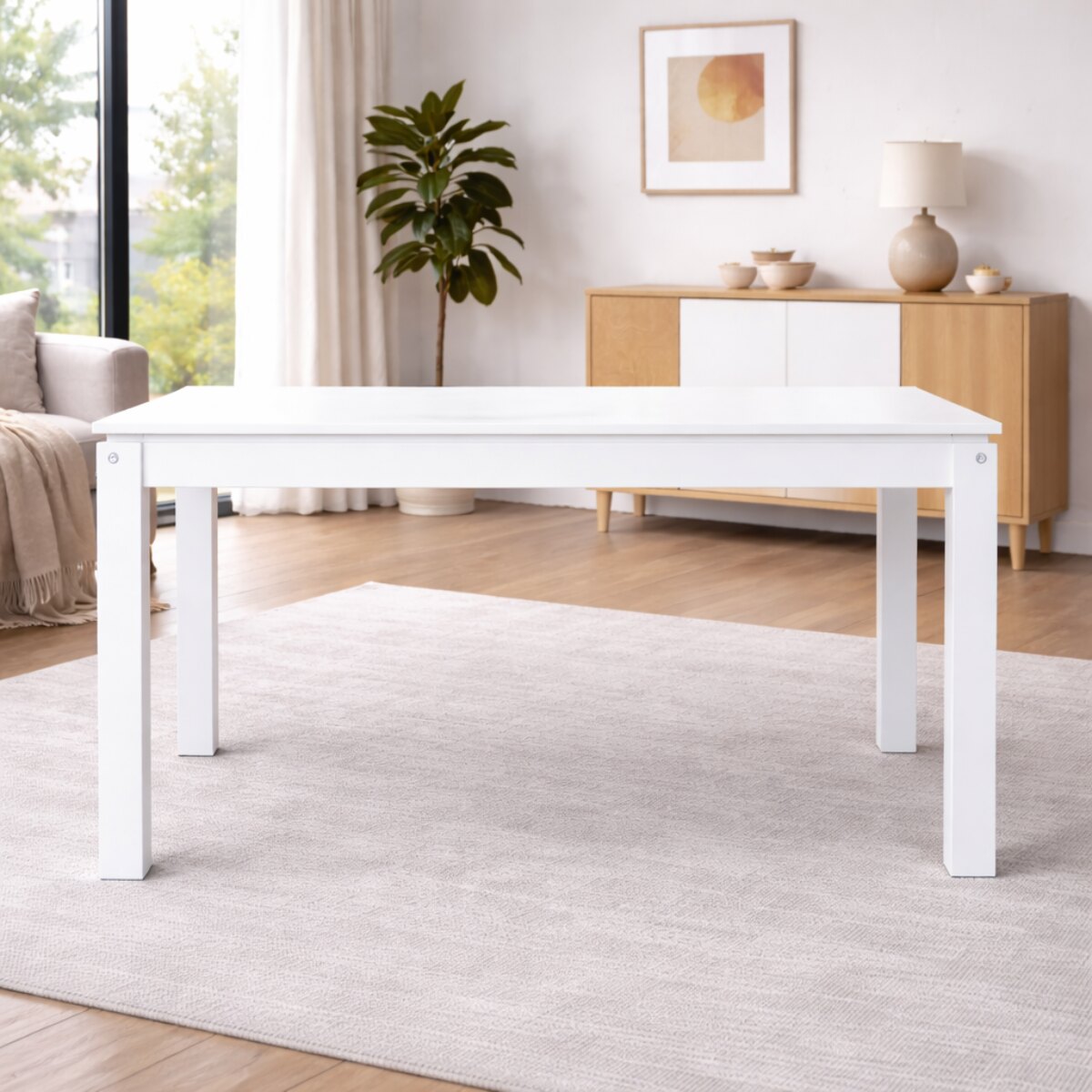 Mesa Moderna Blanca 130cm - Diseño Minimalista y Funcional-3