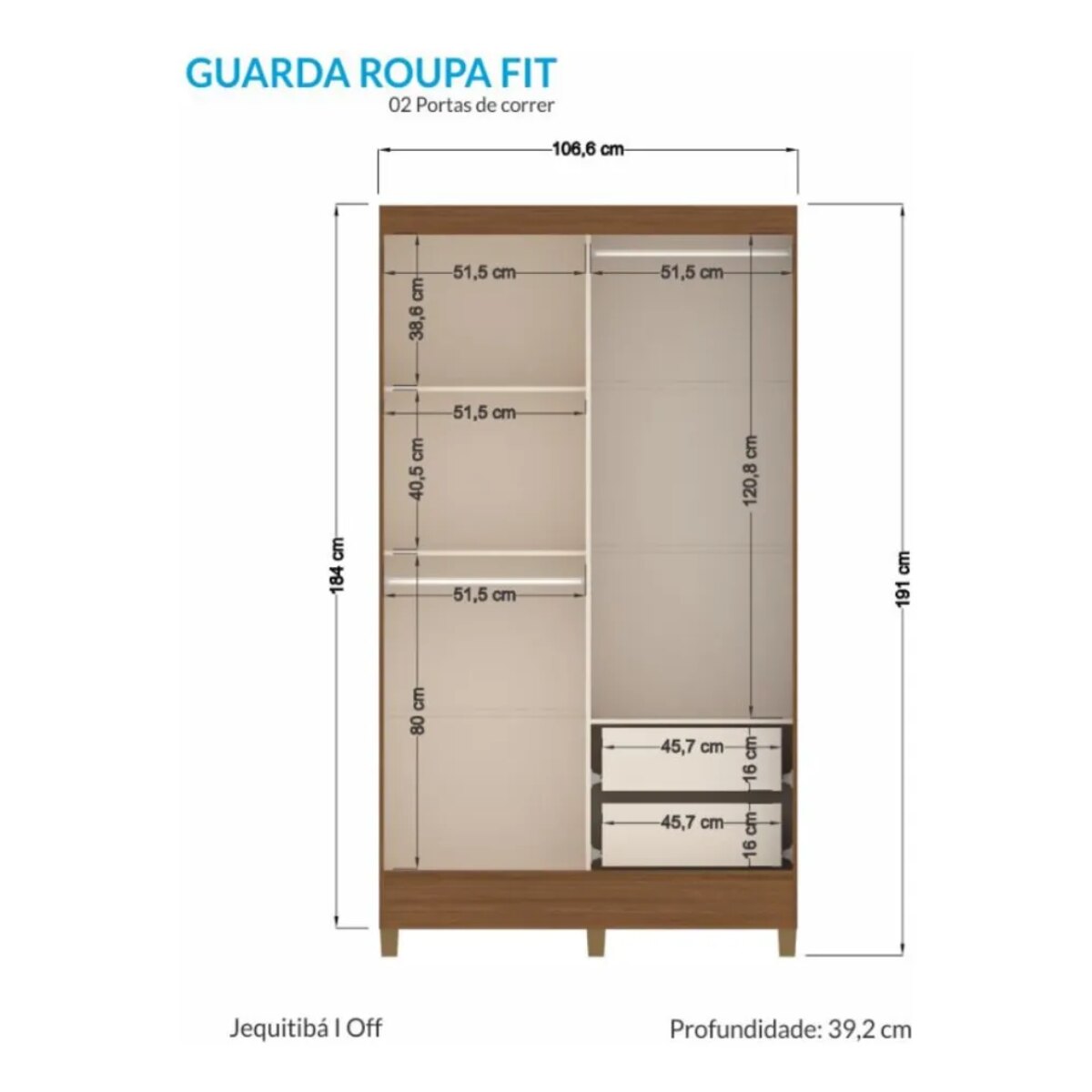 Armario Ropero Fit 2 Puertas Santos Andirá Marrón-4