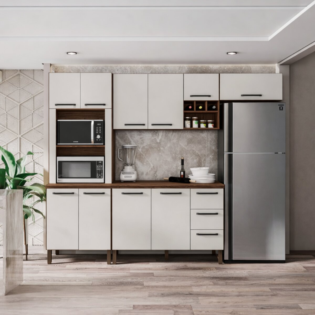 Mueble Cocina Modular 4 Piezas Ametista Nogueira White-1