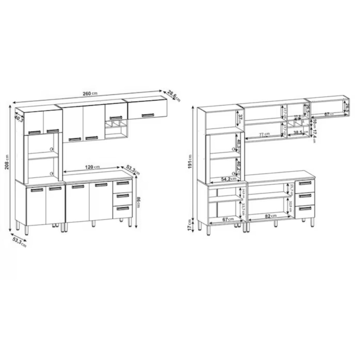 Mueble Cocina Modular 4 Piezas Ametista Nogueira White-3