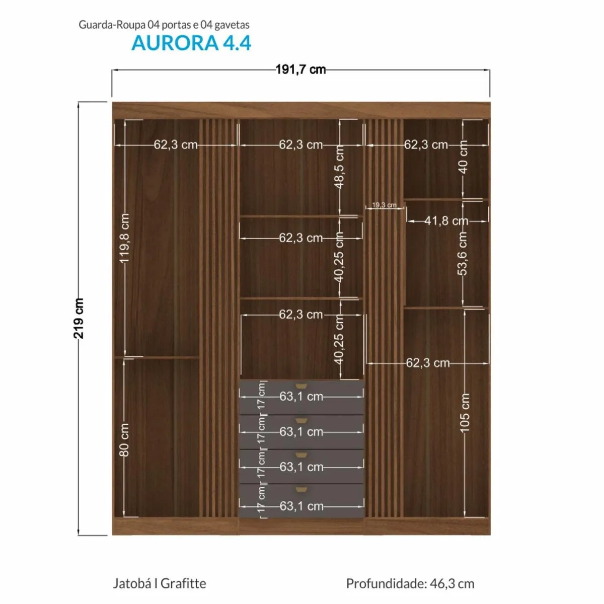 Placard Aurora / Jatobá- Grafito 4 Puertas-3