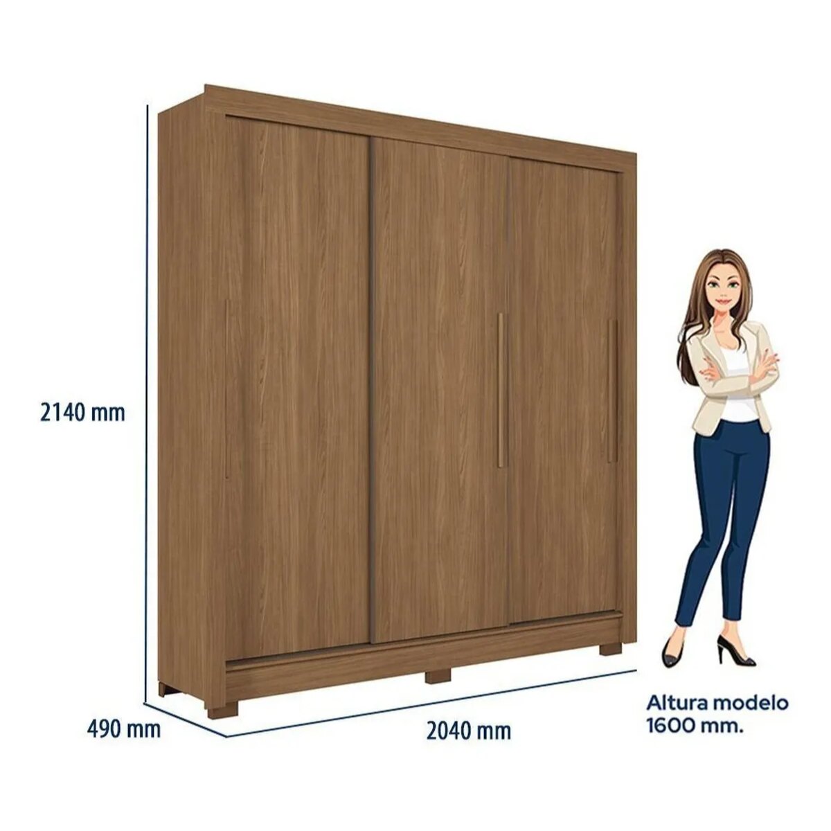 Placard Maringa / jatobá 3 Puertas Corredizas-3