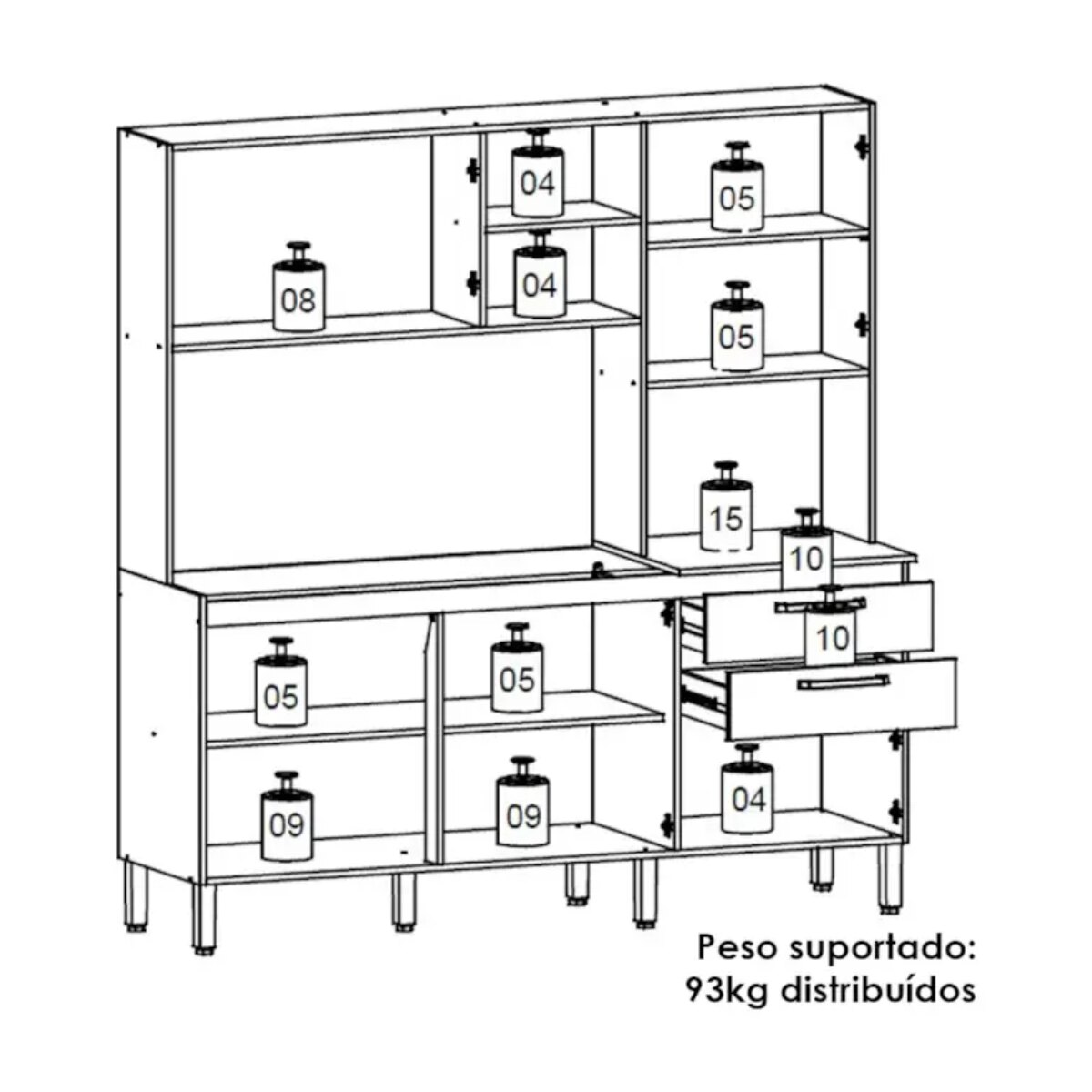 Cocina Mega Kits Paraná 191x182x53cm Nogal/Blanco-3