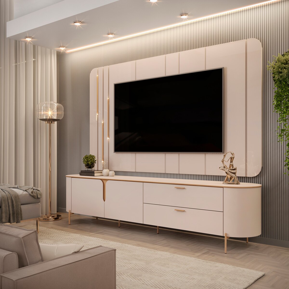 Rack y Panel Para TV Celine Off White 241 Cm Hasta 75 Pulgadas-0