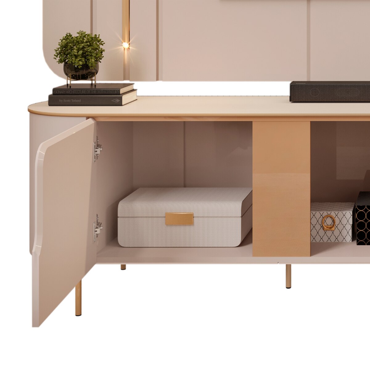 Rack y Panel Para TV Celine Off White 241 Cm Hasta 75 Pulgadas-3