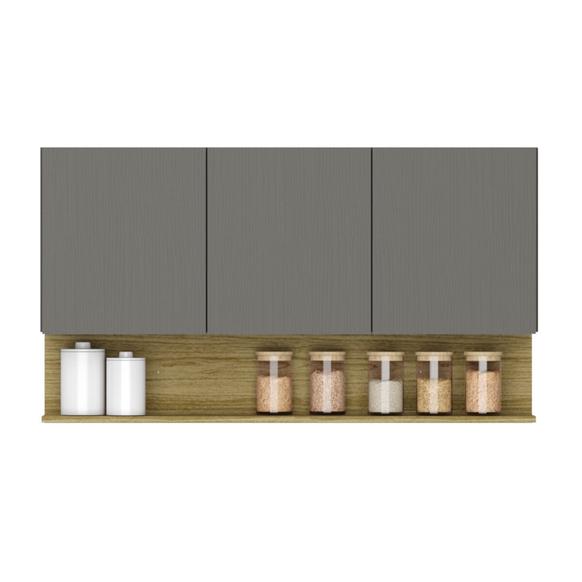 Alacena Cocina 3 Puertas + Estante 120cm Gris Organizador-4