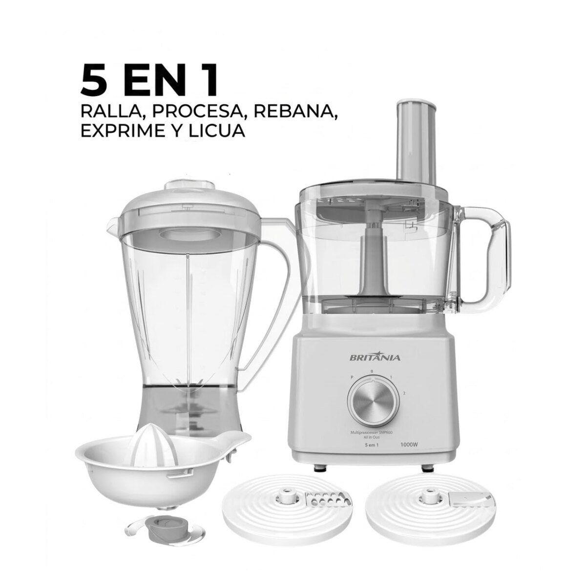 Multiprocesadora Britânia BMP900B 5 En 1 1000W Blanca-1