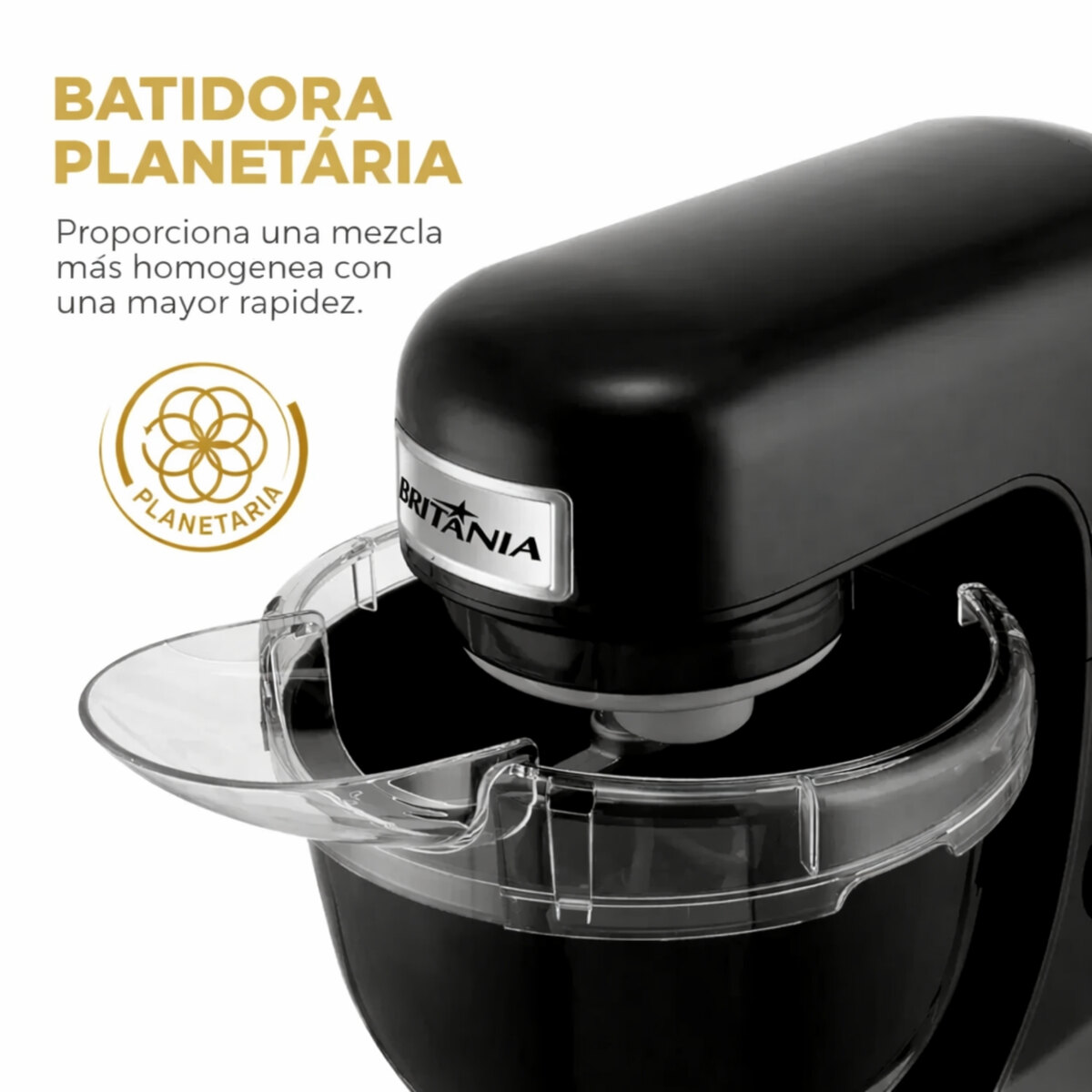 Batidora Planetaria Britânia 700W 4L 12 Velocidades Negra-4
