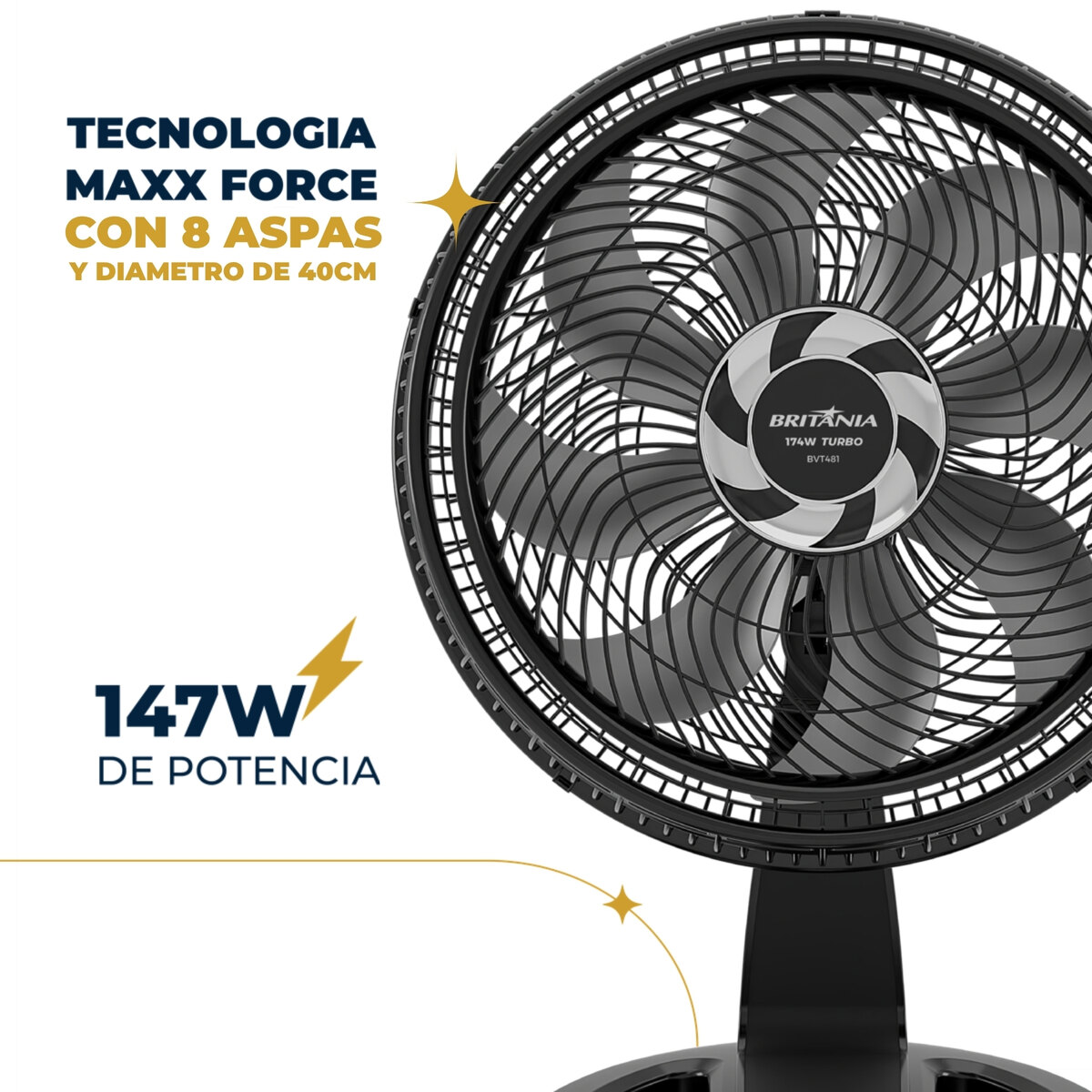 Ventilador Britânia BVT481 2 En 1 174W 8 Aspas Maxx Force-4