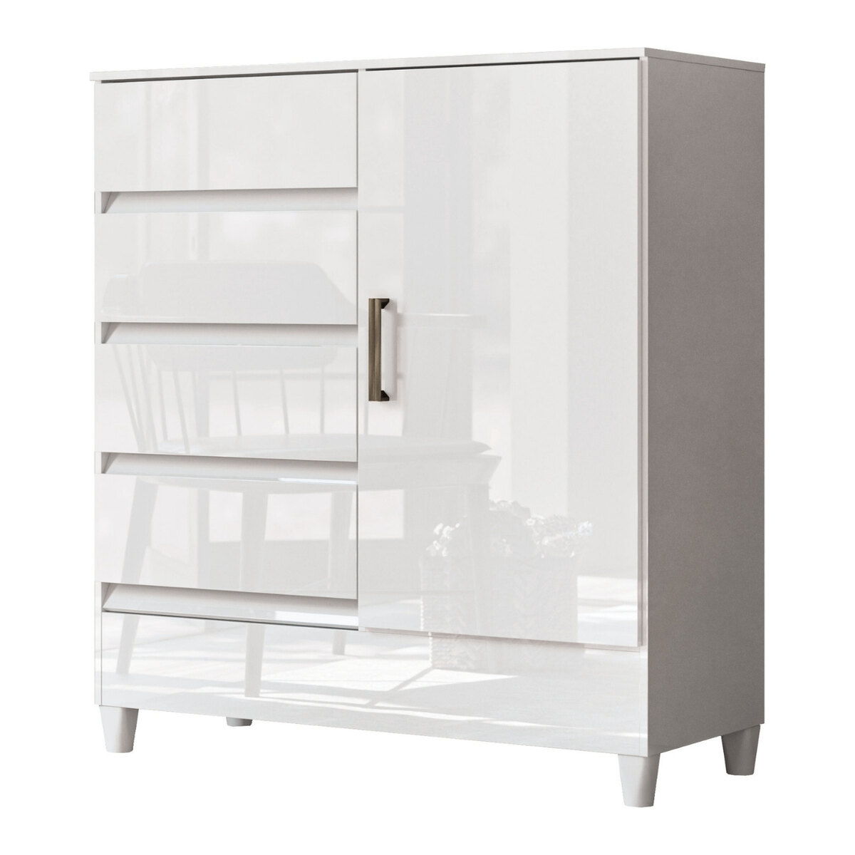 Cómoda Santos Andirá Fit 1.4 4 Cajones 1 Puerta Blanca-1