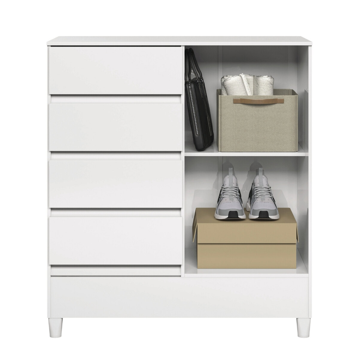 Cómoda Santos Andirá Fit 1.4 4 Cajones 1 Puerta Blanca-4