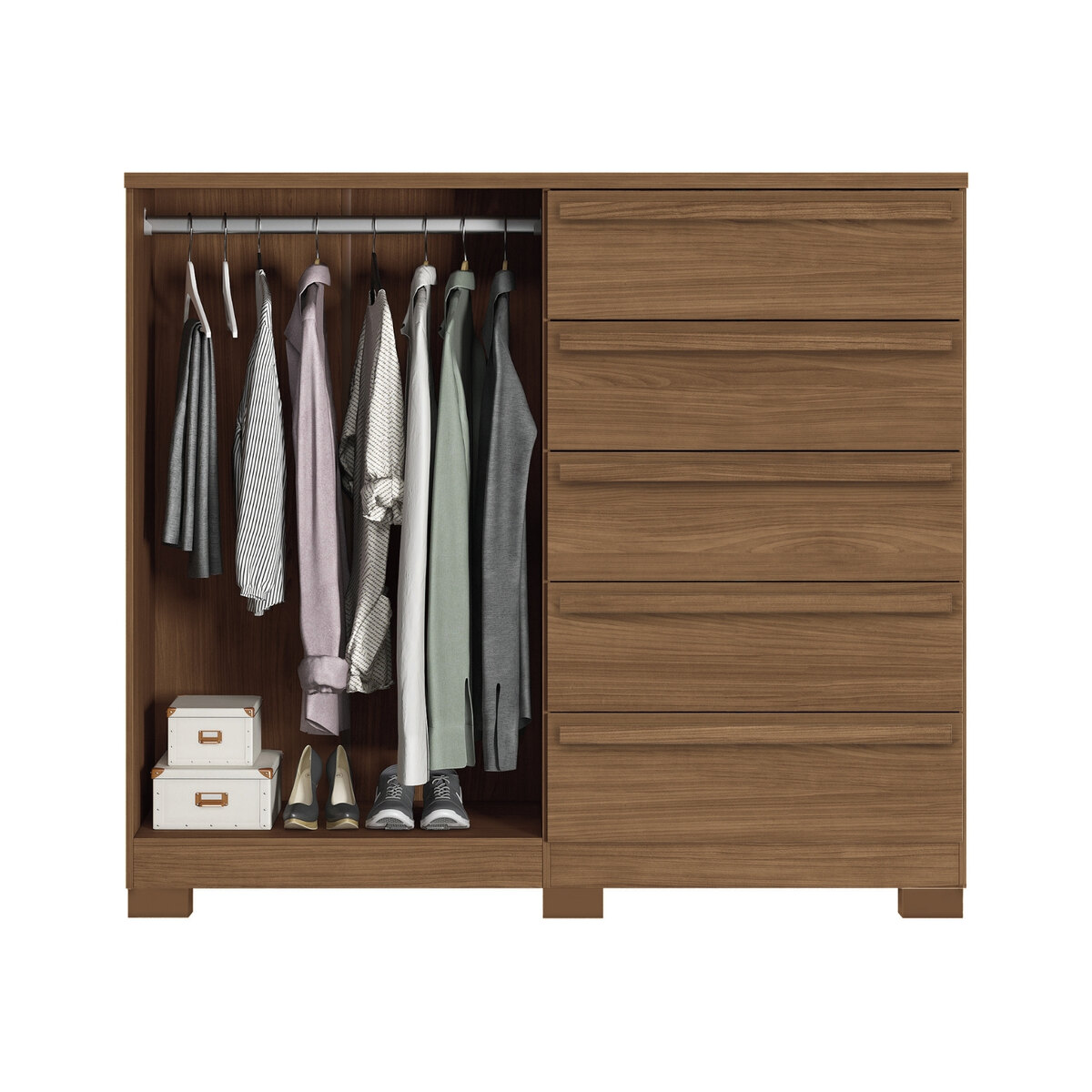 Cómoda Santos Andirá Málaga Gold 5 Cajones 2 Puertas Patas-3