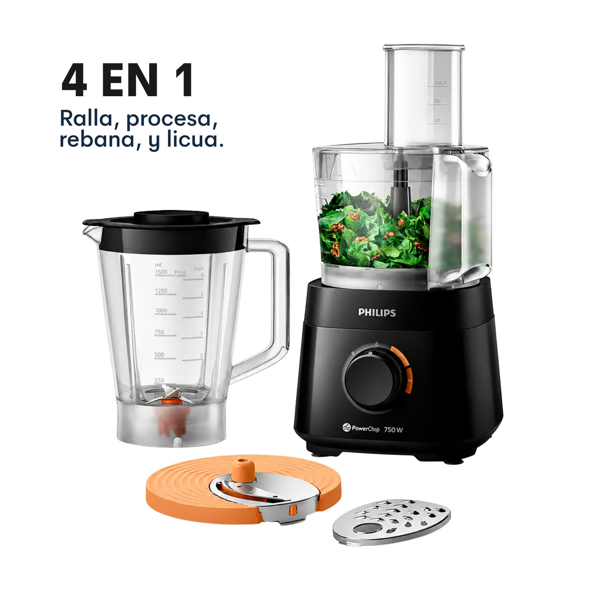 Procesadora Philips HR7301/90 750W 4 Accesorios 1.5L-4