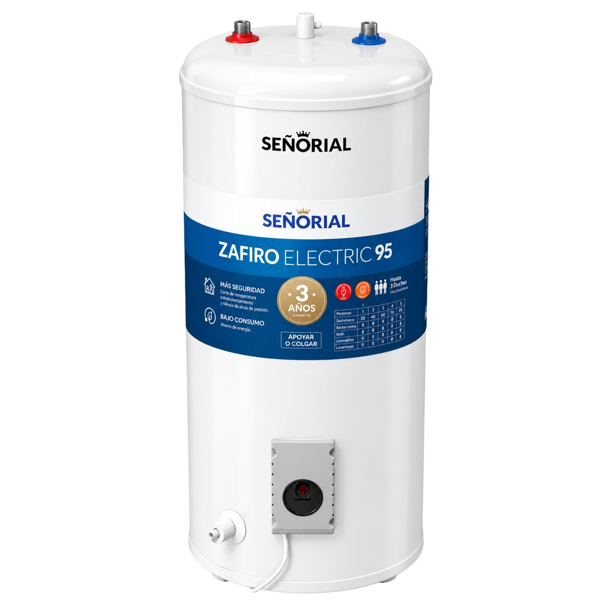 Termotanque Eléctrico Señorial Zafiro TESZ-95 95L Blanco-2