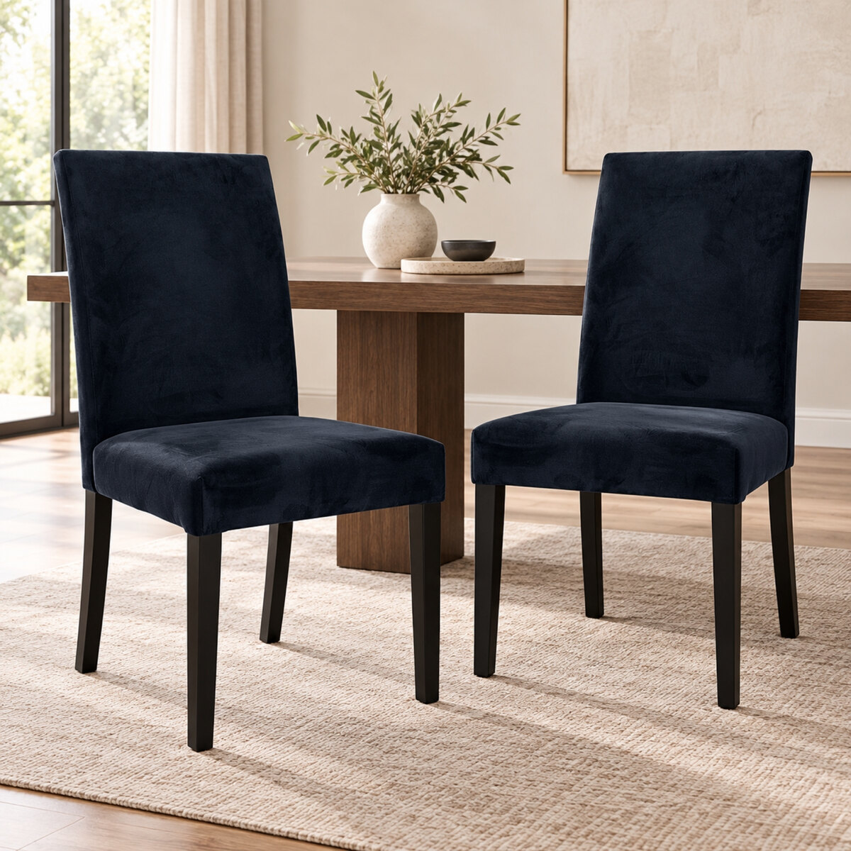 Sillas De Comedor Rogar Ámbar Negras Tapizadas X2