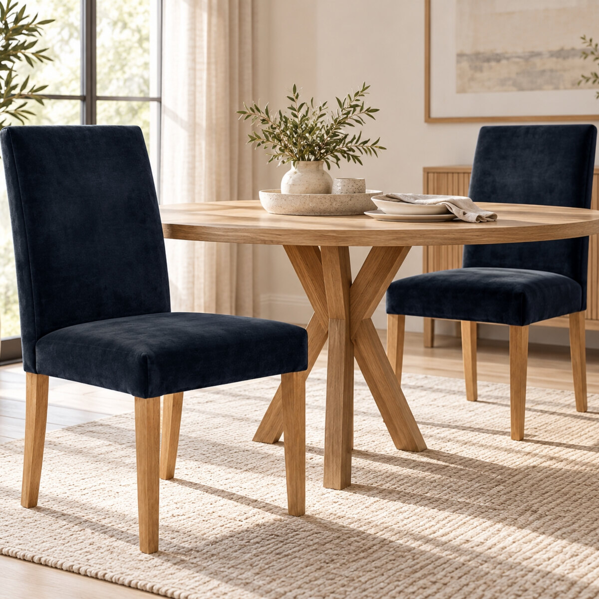 Sillas De Comedor Rogar Ambar Miel Pana Negra Pack X2