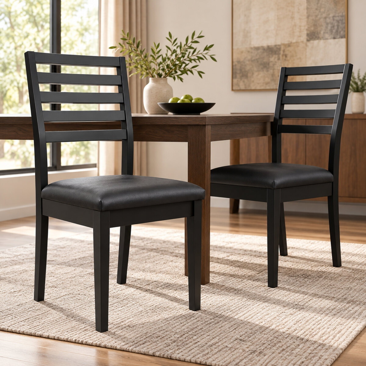 Sillas De Comedor Rogar Moderna Negras Tapizadas X2
