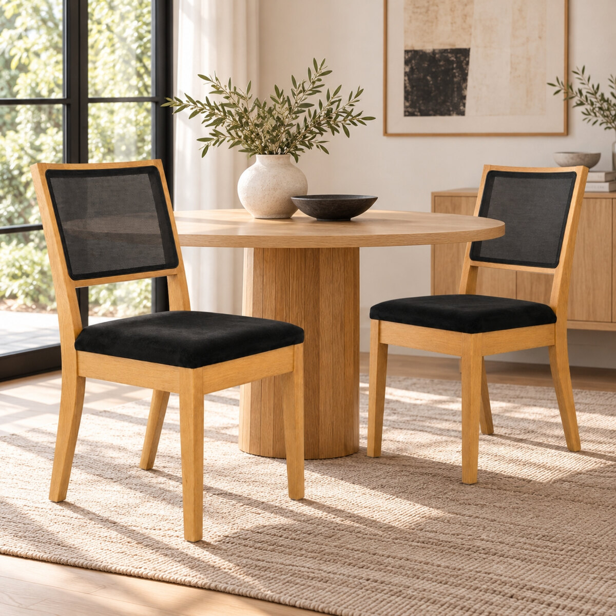 Sillas De Comedor De France Relax Madera Miel Negro X2-0
