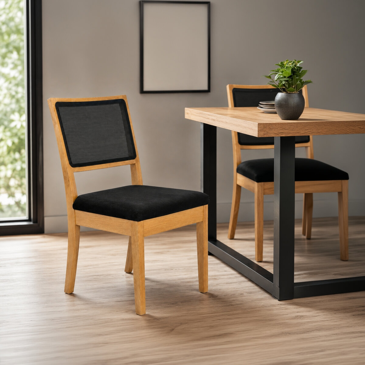 Sillas De Comedor De France Relax Madera Miel Negro X2