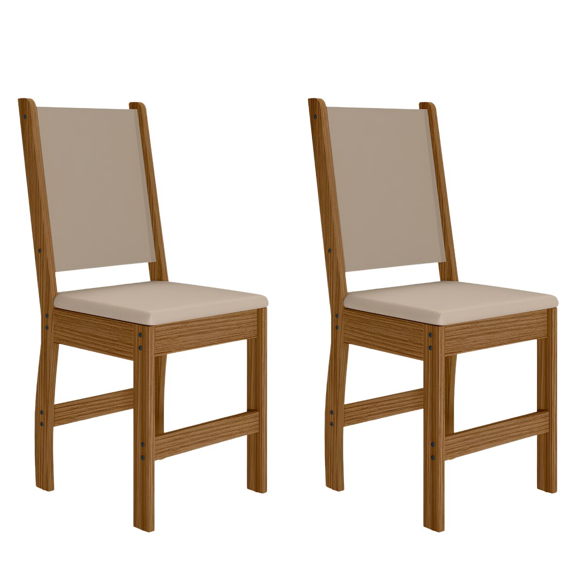 Set 2 Sillas Comedor Poliman Clara Madera Natural Beige-1