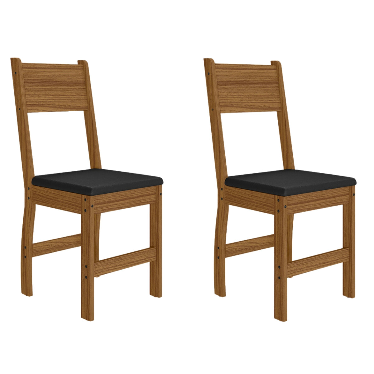 Set 2 Sillas Comedor Poliman Milano Madera Clara Negro-1