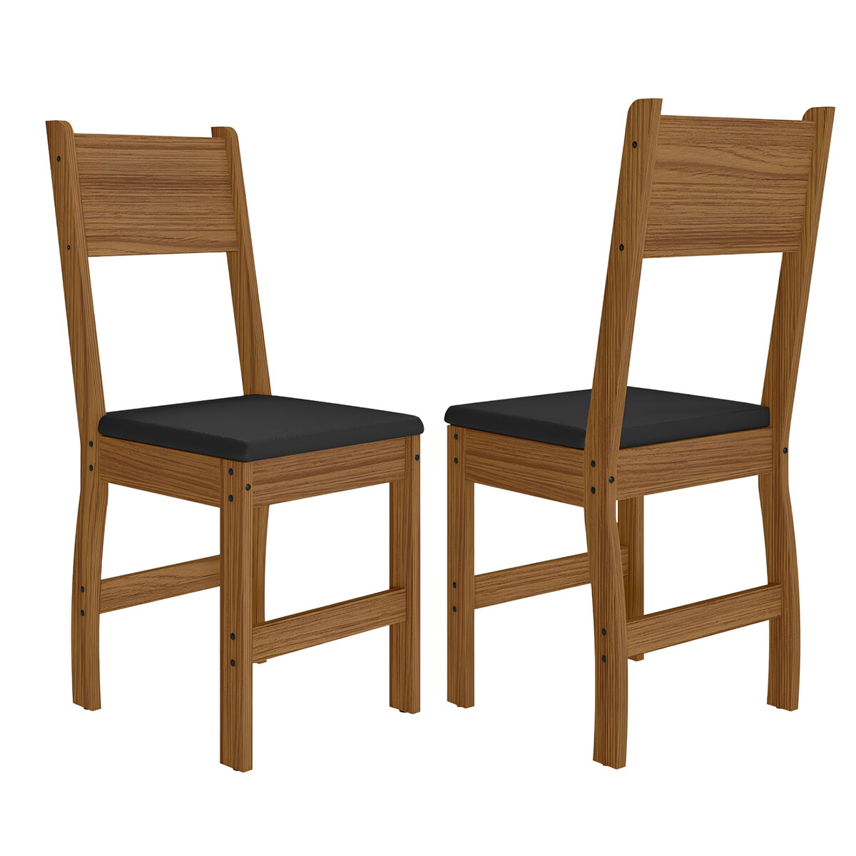 Set 2 Sillas Comedor Poliman Milano Madera Clara Negro-2