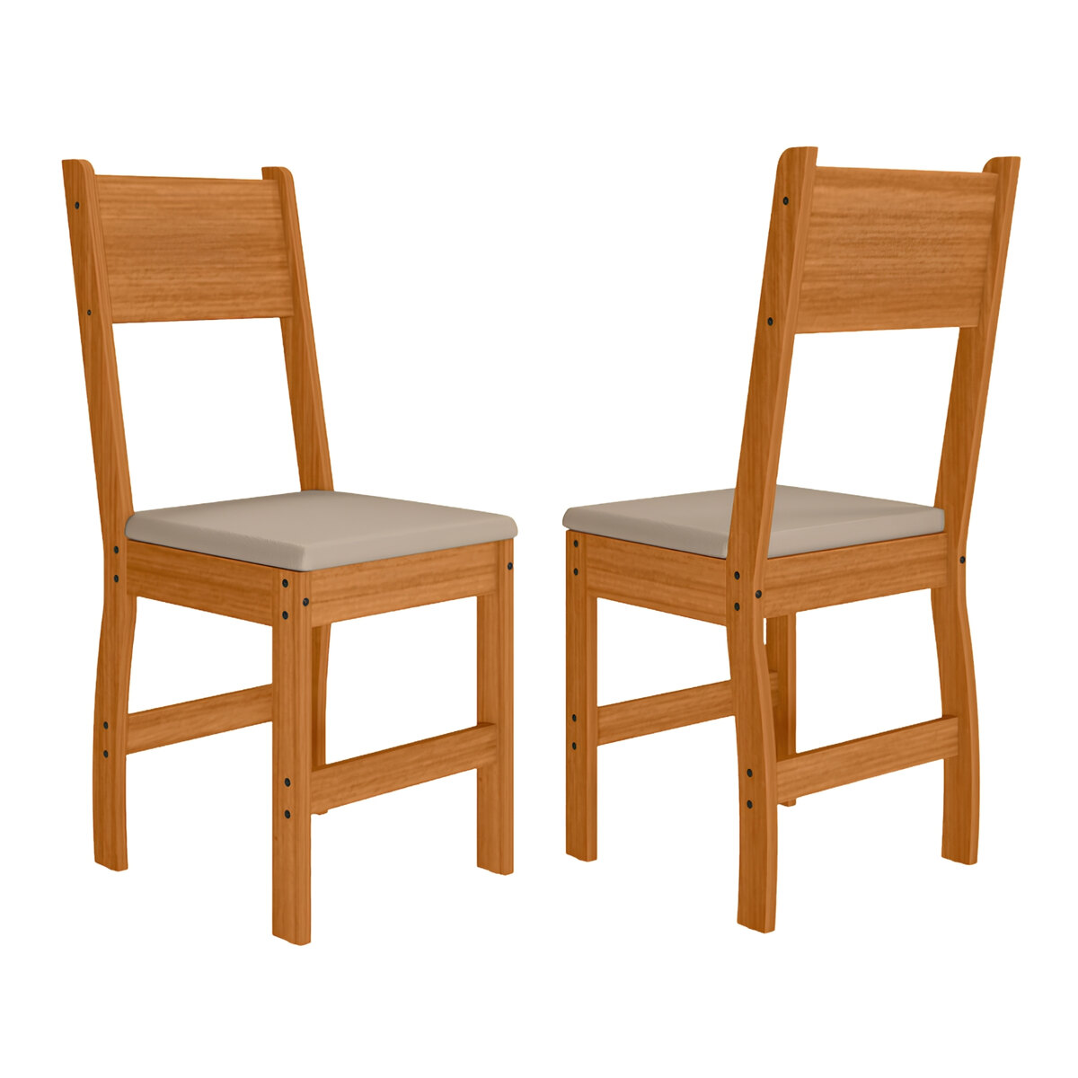 Set 2 Sillas Comedor Poliman Milano Madera Clara Beige-2